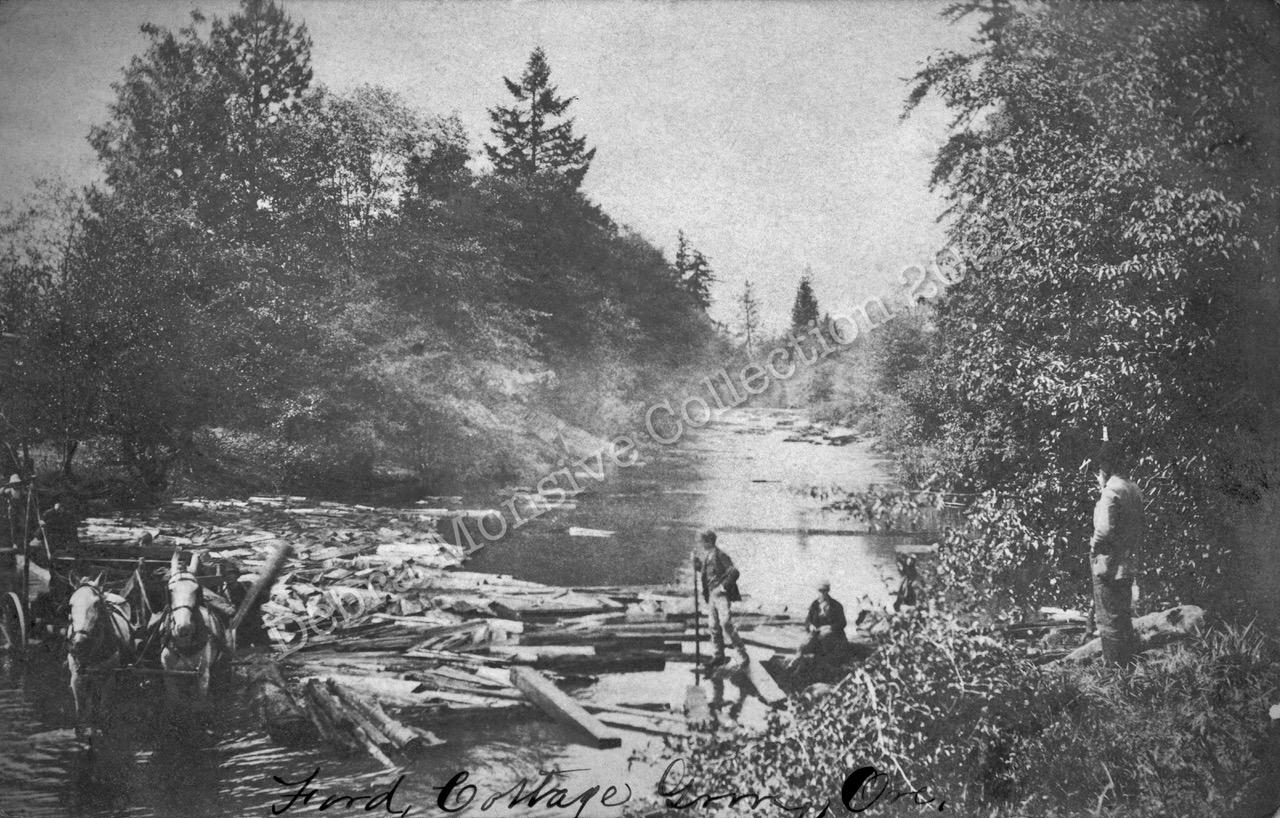 Fording the Coast Fork River circa 1907